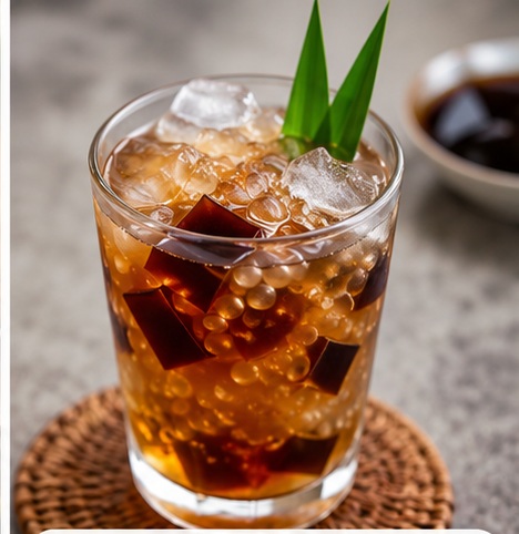Filipino sago’t gulaman with tapioca pearls, agar jelly and ice