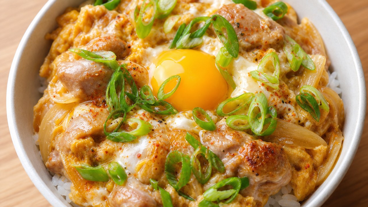 Oyakodon – japanische Reisschale mit Hähnchen und Ei