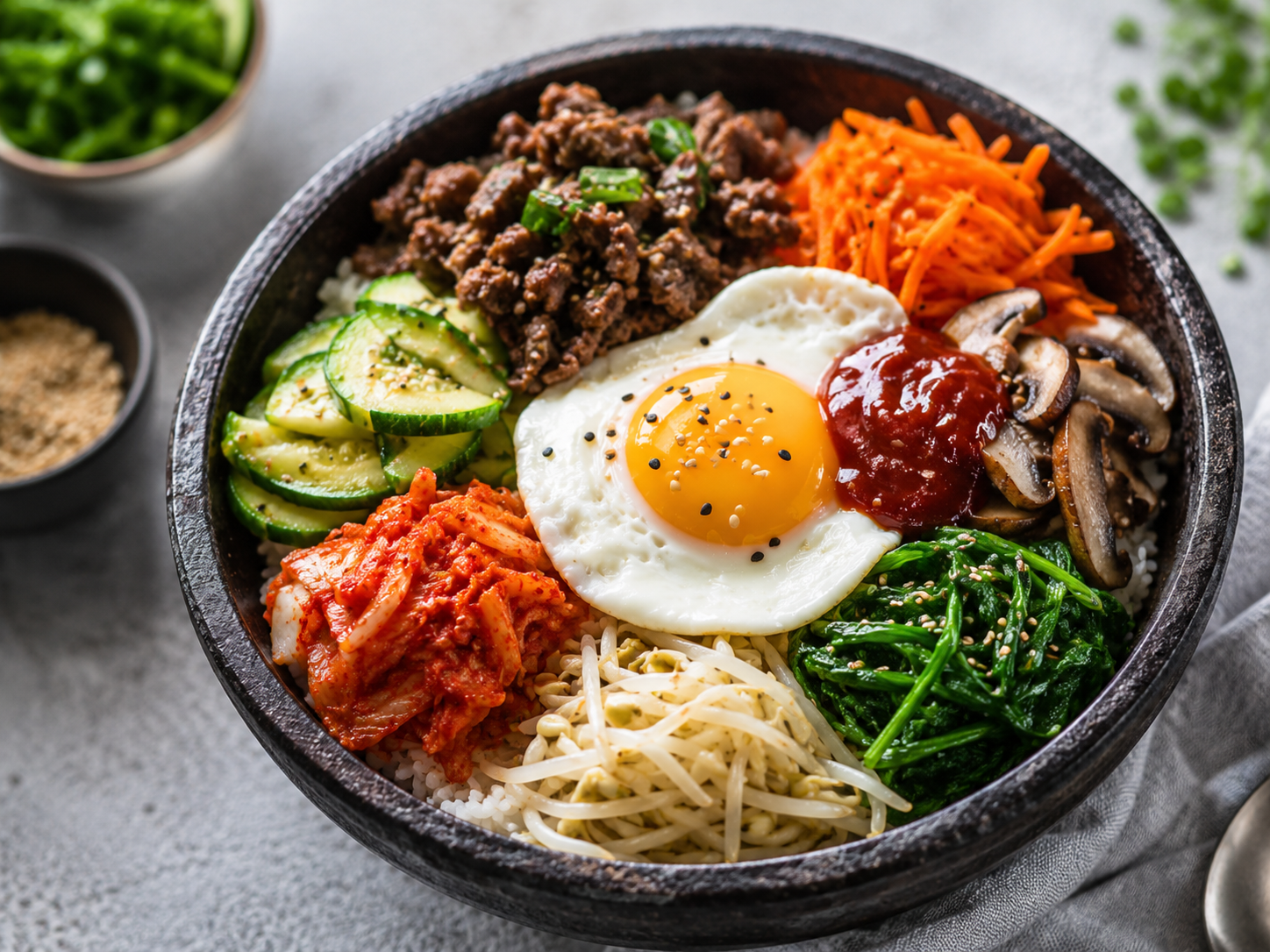 Farbenfrohes koreanisches Bibimbap