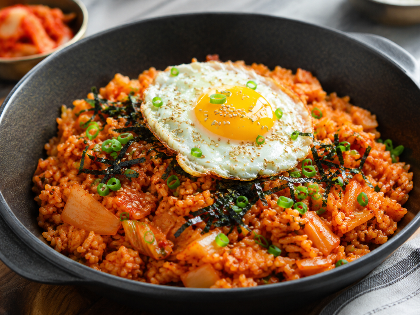 Kimchi-Bratreis mit Spiegelei