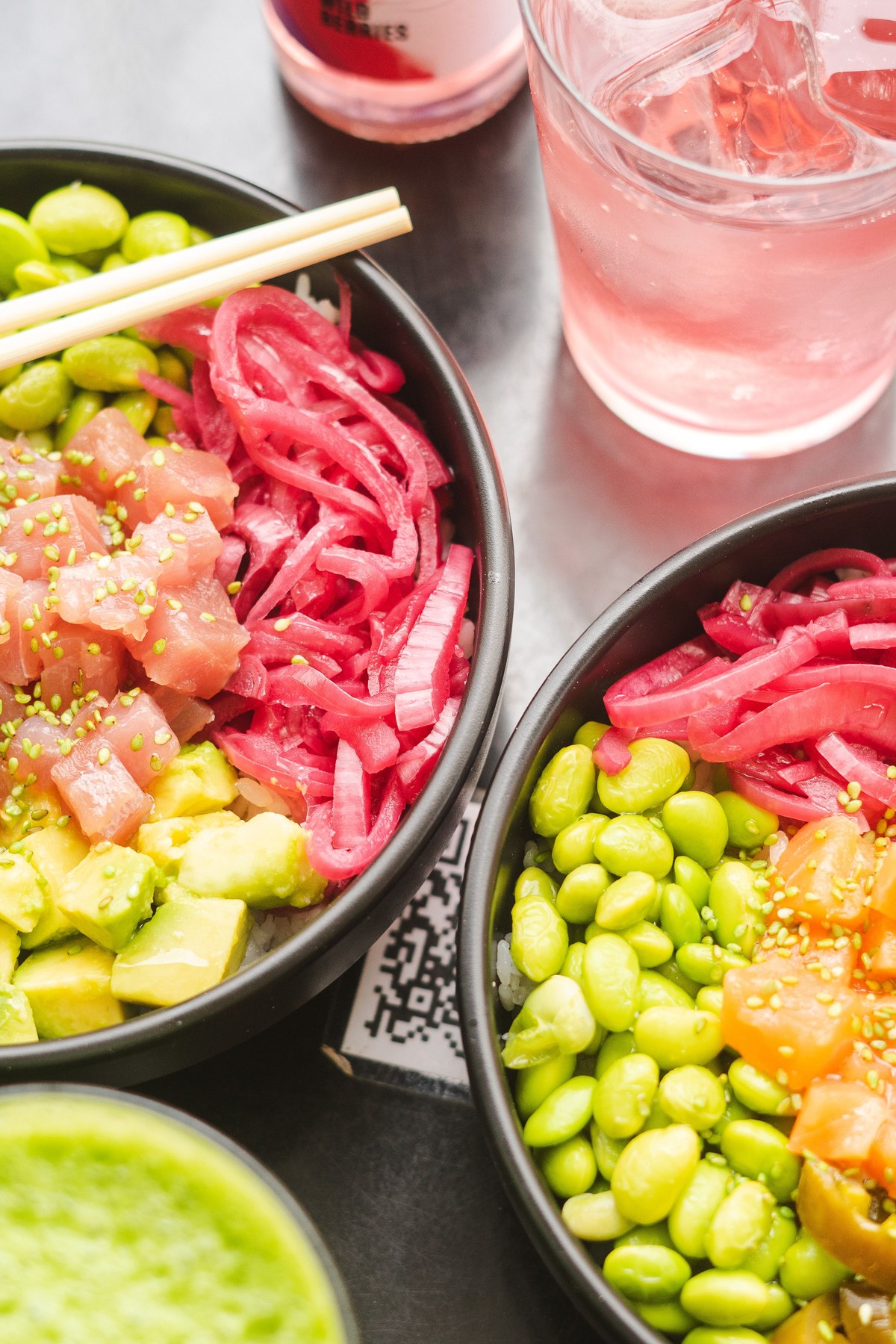 Tuna poke bowl with avocado and colourful vegetables